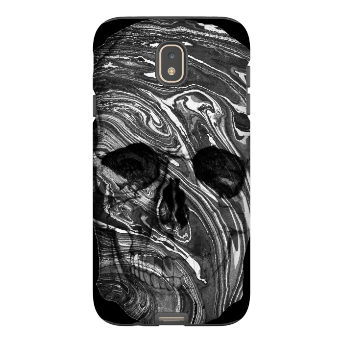 Galaxy J7 StrongFit Black and white marble skull - Halloween by Oana 