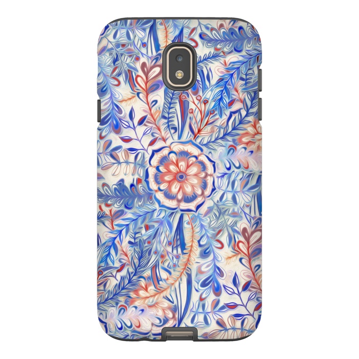 Galaxy J7 StrongFit Boho Flower Burst in Red and Blue by Micklyn Le Feuvre
