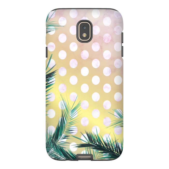 Galaxy J7 StrongFit tropical palm leaves on golden dotted background by Oana 