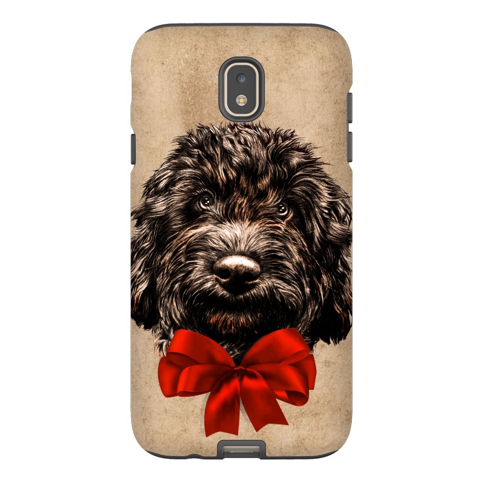 Galaxy J7 StrongFit Dog Cute Vintage Puppy Pet with Red Bow by BluedarkArt
