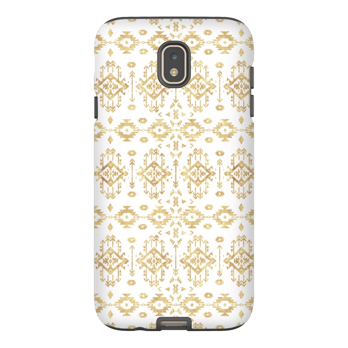 Galaxy J7 StrongFit  Luxury gold geometric tribal Aztec pattern by InovArts