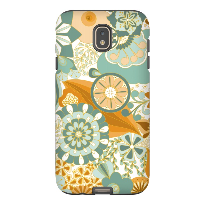 Galaxy J7 StrongFit Flowers, Flowers Everywhere - Orange and Green by Paula Ohreen