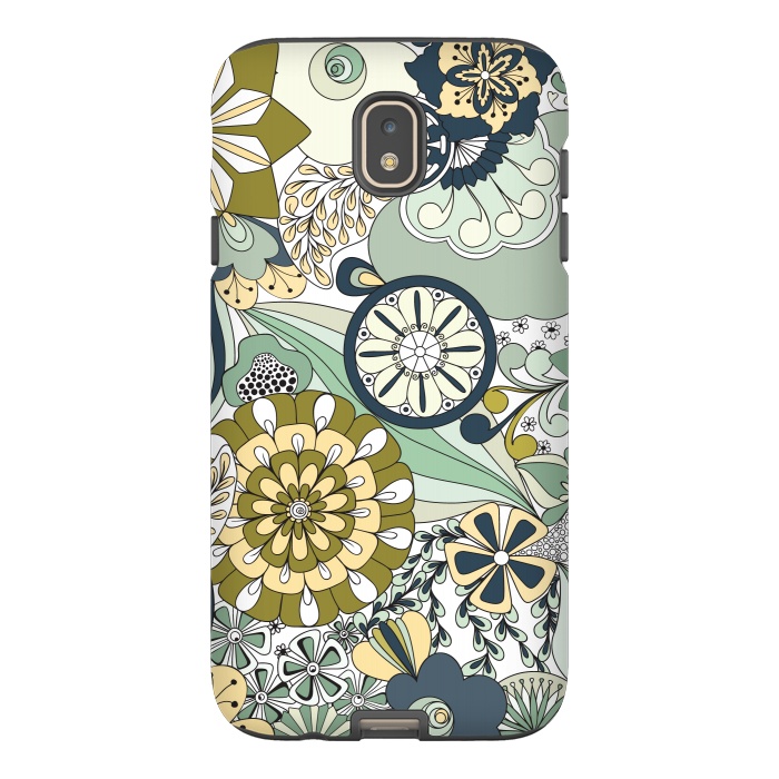 Galaxy J7 StrongFit Flowers, Flowers Everywhere - Navy and Green by Paula Ohreen