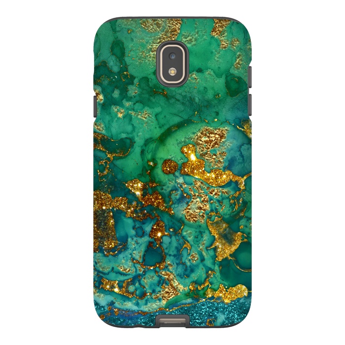 Galaxy J7 StrongFit Green Summer Marble with Gold Veins by  Utart