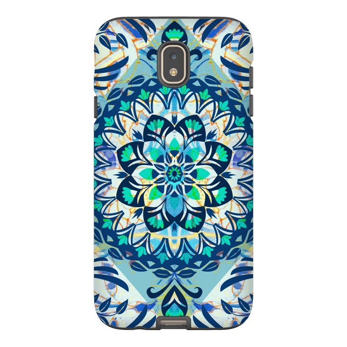 Galaxy J7 StrongFit Turquoise ethnic floral mandala by Oana 