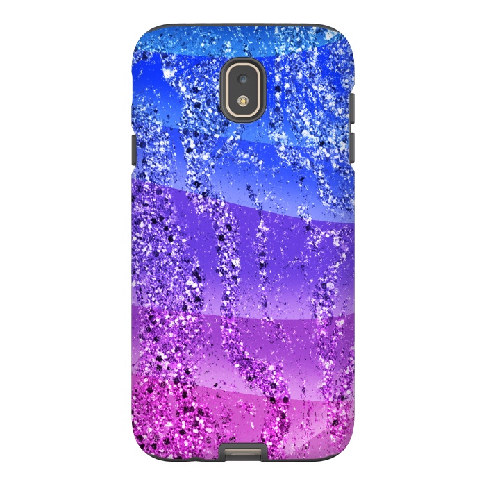 Galaxy J7 StrongFit Blue purple gradient glitter waves by Oana 