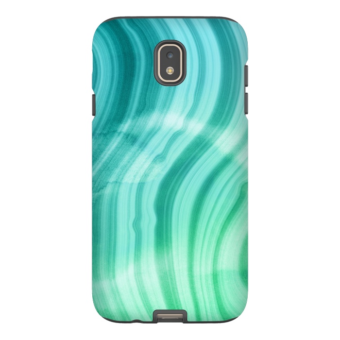 Galaxy J7 StrongFit Teal and White Marble Waves by DaDo ART