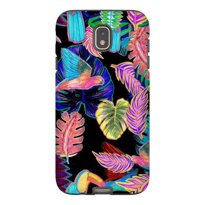 Galaxy J7 StrongFit Colorful sketched tropical birds and leaves by Oana 
