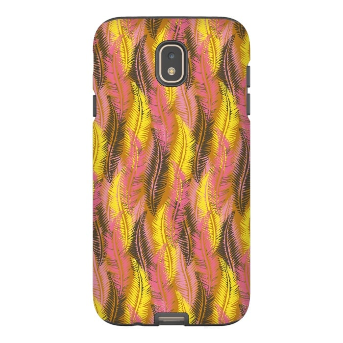 Galaxy J7 StrongFit Feather Stripe in Pink and Yellow by Lotti Brown
