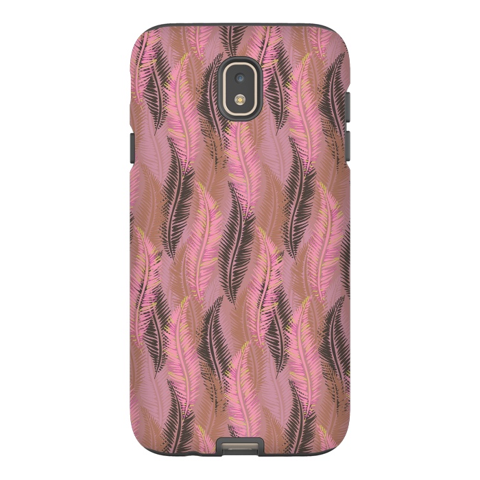 Galaxy J7 StrongFit Feather Stripe in Coral and Soft Pink by Lotti Brown