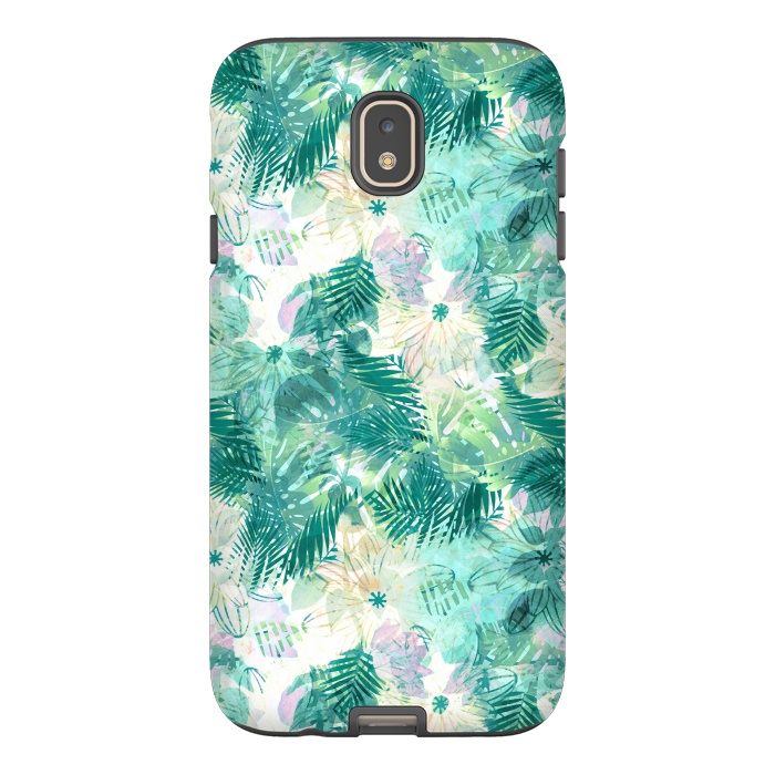 Galaxy J7 StrongFit Tropical leaves and white watercolor flowers by Oana 