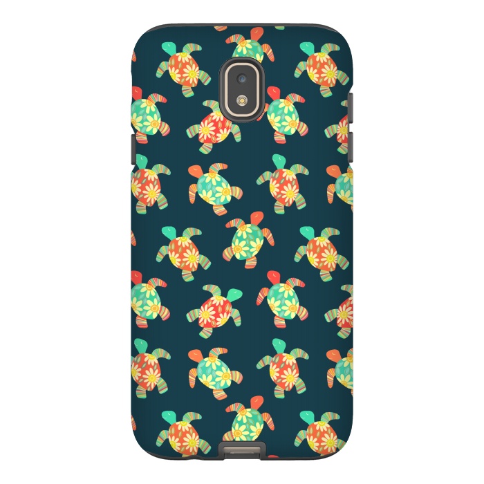 Galaxy J7 StrongFit Cute Flower Child Hippy Turtles on Dark by Micklyn Le Feuvre