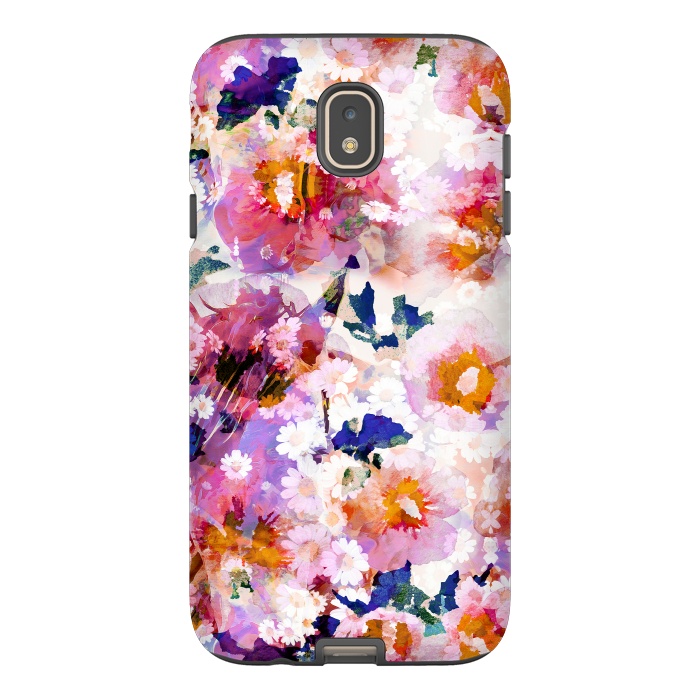 Galaxy J7 StrongFit Watercolor rose of sharon and daisy flowers by Oana 