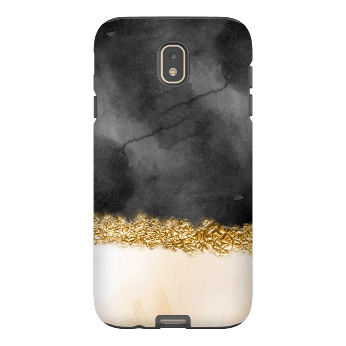 Galaxy J7 StrongFit Black and Blush Ink with gold glitter stripe by  Utart