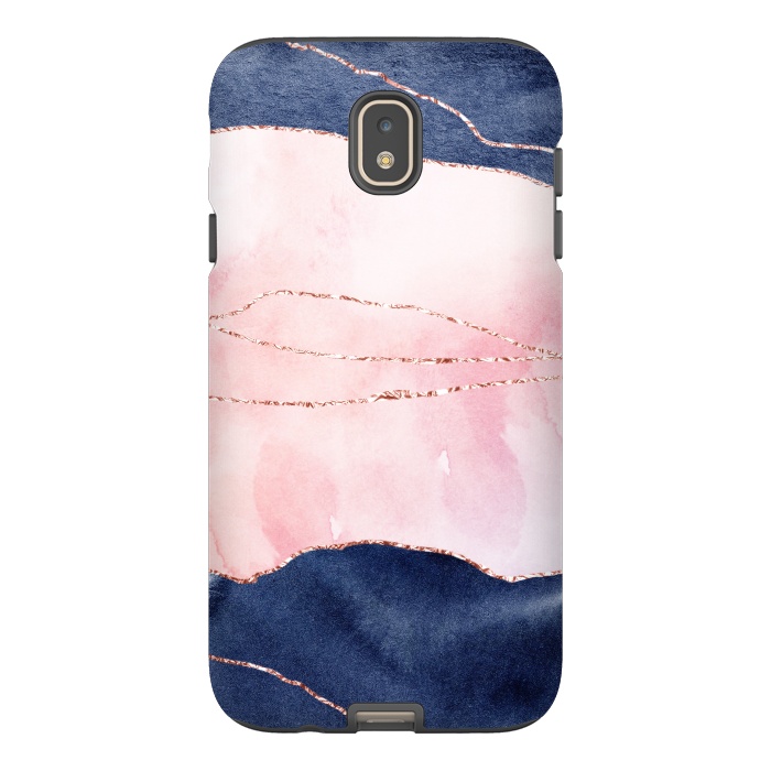 Galaxy J7 StrongFit Blue and pink ink marble with rosegold glitter veins by  Utart
