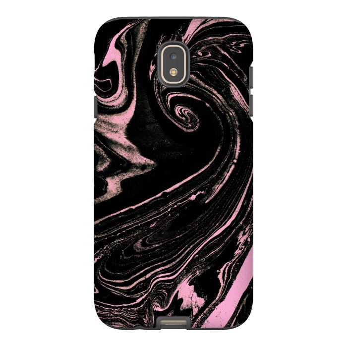 Galaxy J7 StrongFit Dark marble with neon pink spiral by Oana 