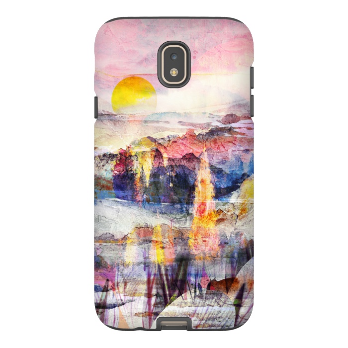 Galaxy J7 StrongFit Pink painted forest and mountain landscape by Oana 