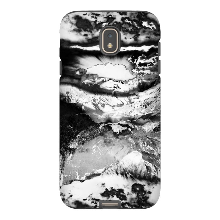 Galaxy J7 StrongFit Black and white mountain landscape at dawn  by Oana 