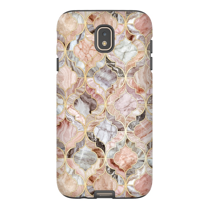 Galaxy J7 StrongFit Rosy Marble Moroccan Tiles by Micklyn Le Feuvre