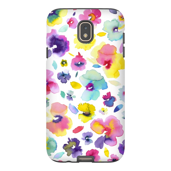Galaxy J7 StrongFit Watercolor Tropical Flowers by Ninola Design