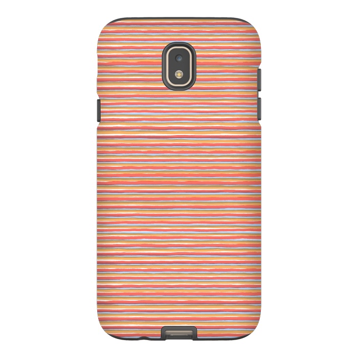 Galaxy J7 StrongFit Multi Marker Stripes Summer Coral by Ninola Design