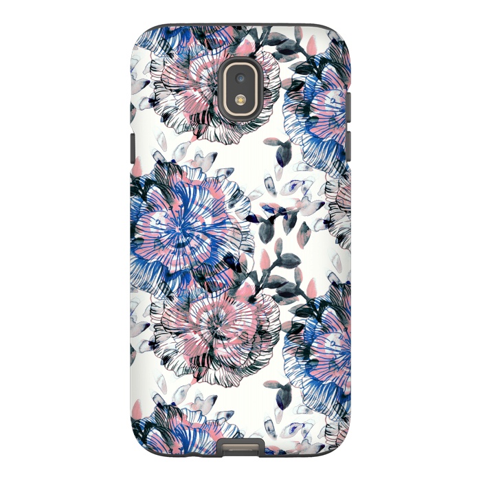Galaxy J7 StrongFit Watercolor painted flowers and foliage by Oana 