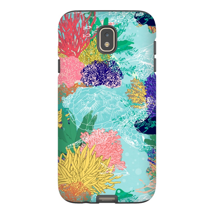Galaxy J7 StrongFit Cute colorful ocean coral reefs and turtles design by InovArts