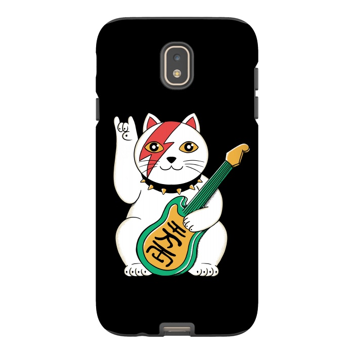 Galaxy J7 StrongFit Lucky Cat Black by Coffee Man