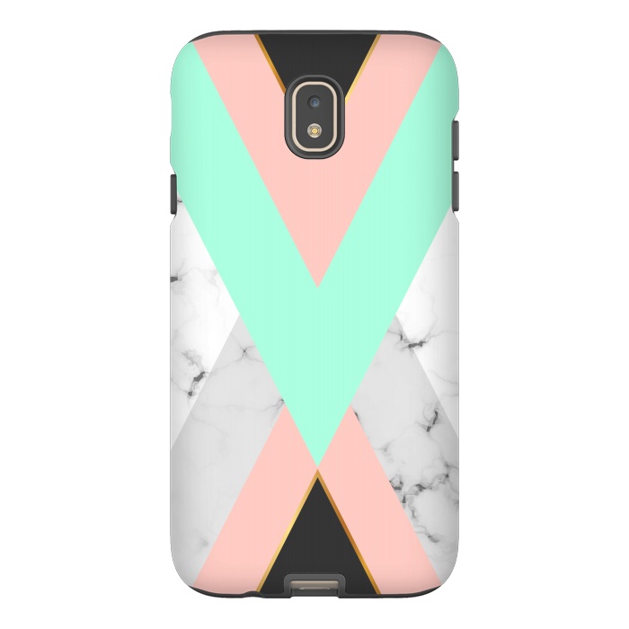 Galaxy J7 StrongFit Marbled Aquamarine In Vertical by ArtsCase