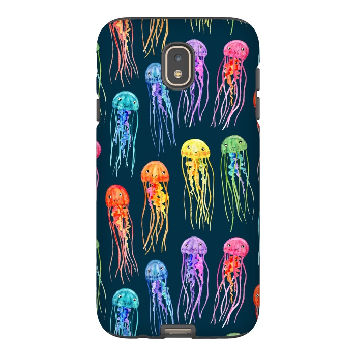 Galaxy J7 StrongFit Little Cute Rainbow Jellyfish on Dark by Micklyn Le Feuvre