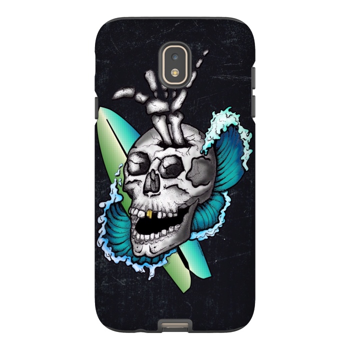 Galaxy J7 StrongFit Surfs Up Skull by Gringoface Designs