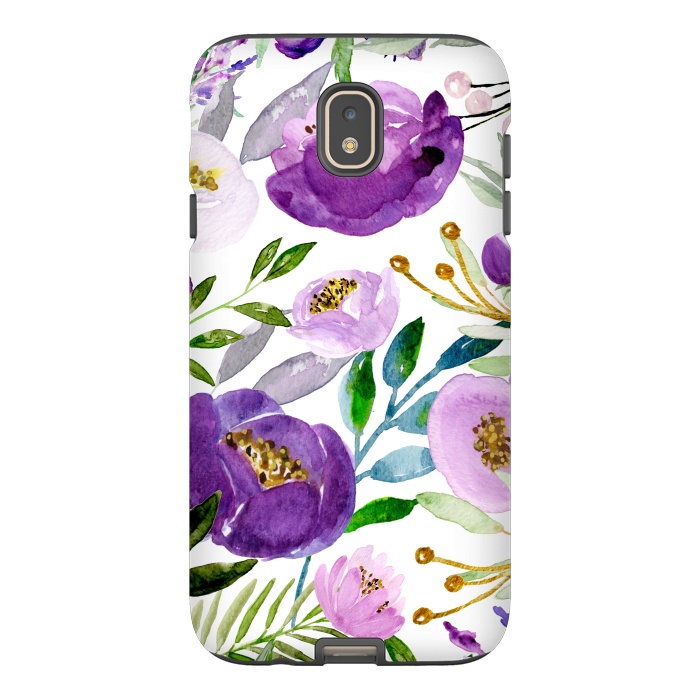Galaxy J7 StrongFit Whimsical Ultraviolet and Gold Florals by Allgirls Studio