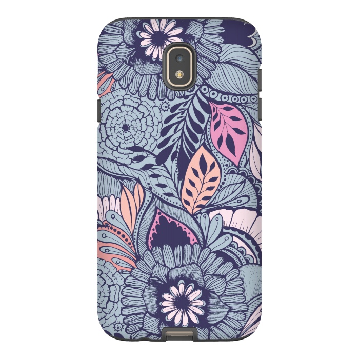 Galaxy J7 StrongFit Blue Floral by Rose Halsey