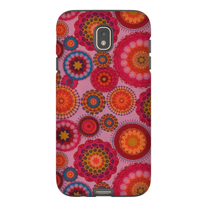 Galaxy J7 StrongFit scattered mosaics in magenta by ArtsCase