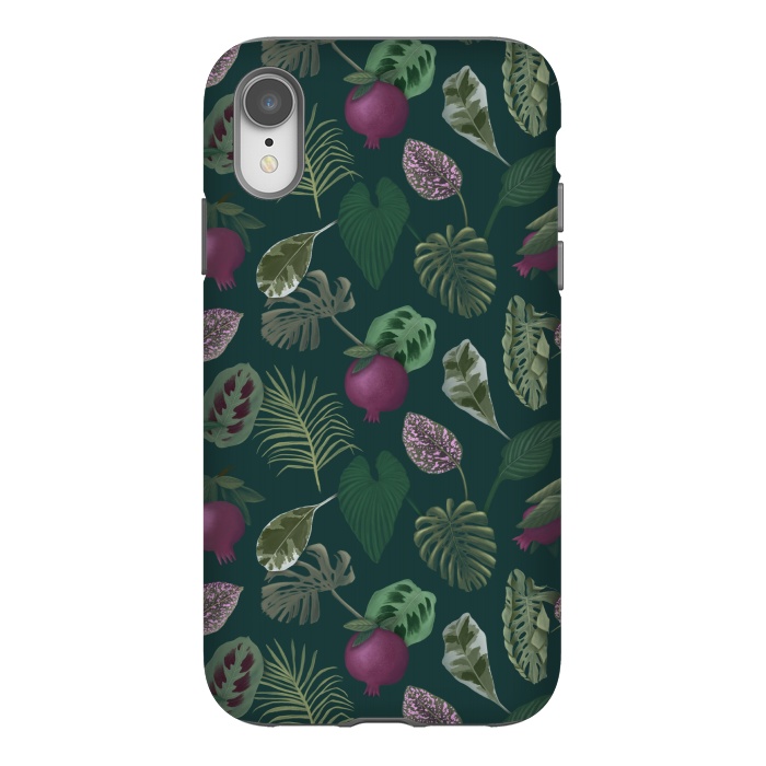 iPhone Xr StrongFit Pomegranates & Palm Leaves by Tishya Oedit