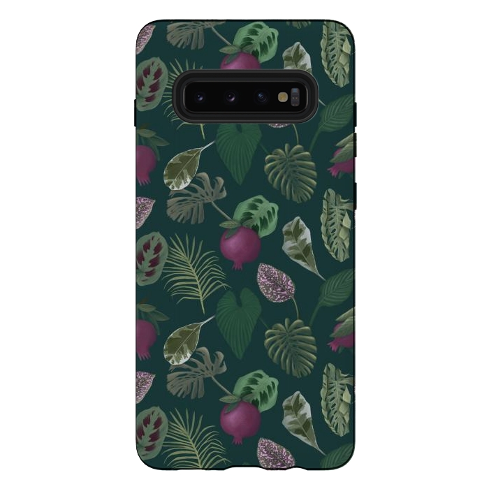 Galaxy S10 plus StrongFit Pomegranates & Palm Leaves by Tishya Oedit