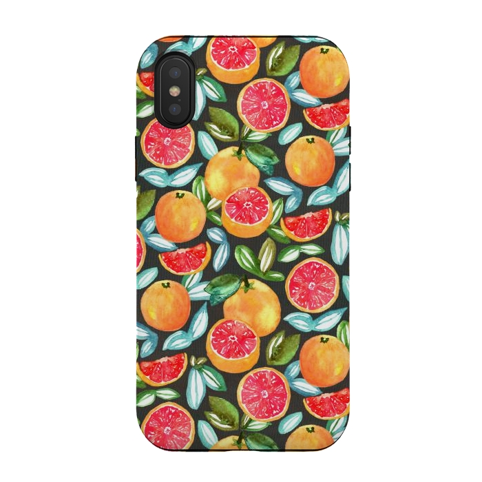 iPhone Xs / X StrongFit Grapefruits on Navy  by Tigatiga