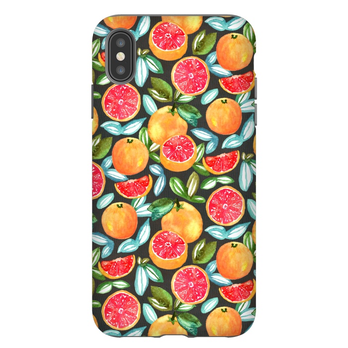 iPhone Xs Max StrongFit Grapefruits on Navy  by Tigatiga