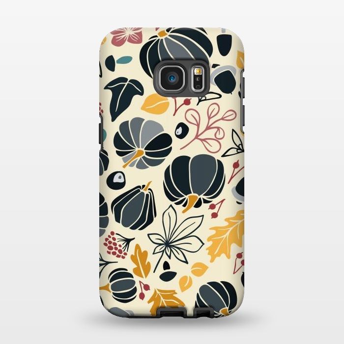 Galaxy S7 EDGE StrongFit Fall Fruits in Navy and Yellow by Paula Ohreen
