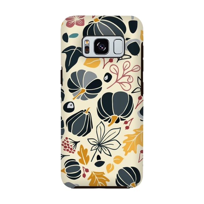 Galaxy S8 StrongFit Fall Fruits in Navy and Yellow by Paula Ohreen