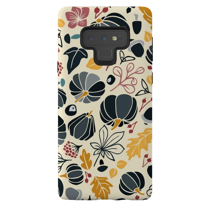 Galaxy Note 9 StrongFit Fall Fruits in Navy and Yellow by Paula Ohreen