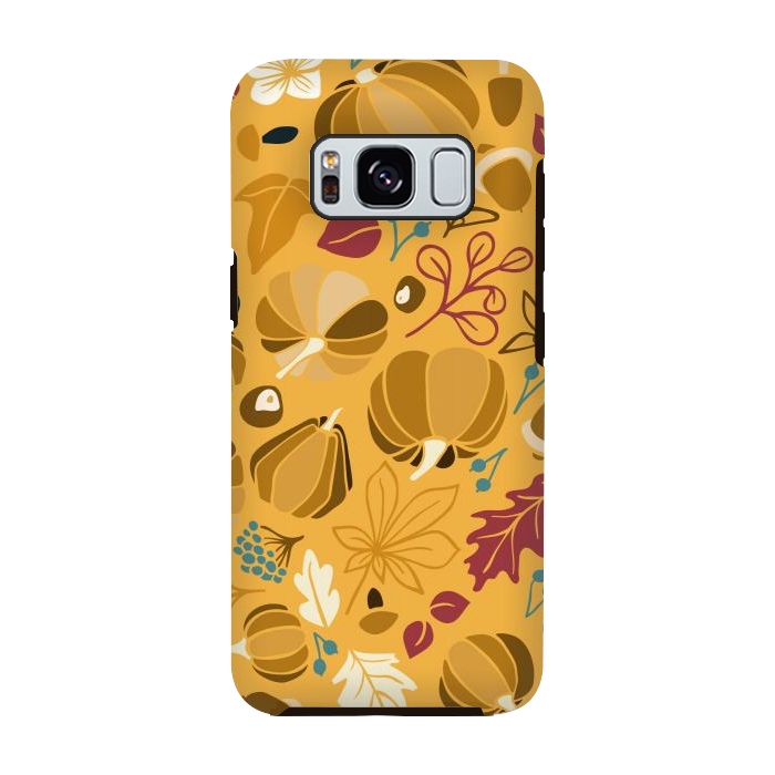 Galaxy S8 StrongFit Fall Fruits in Mustard and Red by Paula Ohreen