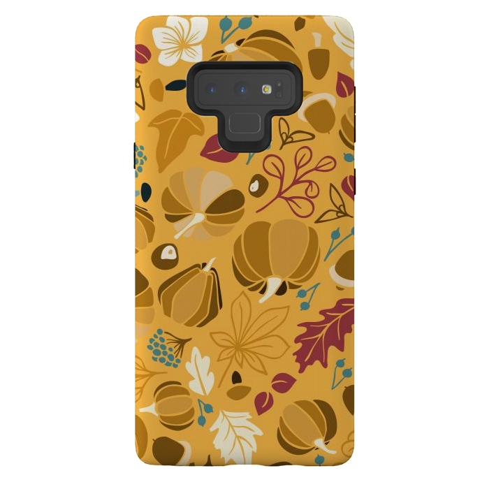 Galaxy Note 9 StrongFit Fall Fruits in Mustard and Red by Paula Ohreen