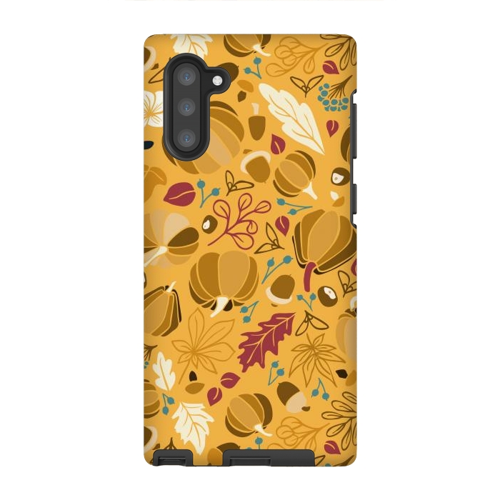 Galaxy Note 10 StrongFit Fall Fruits in Mustard and Red by Paula Ohreen
