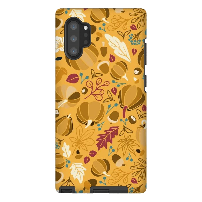 Galaxy Note 10 plus StrongFit Fall Fruits in Mustard and Red by Paula Ohreen