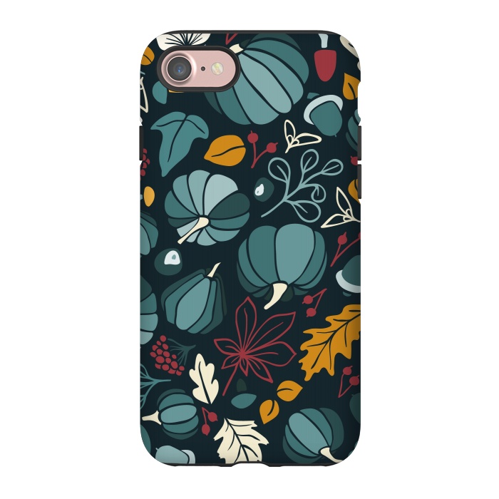 iPhone 7 StrongFit Fall Fruits in Navy and Red by Paula Ohreen