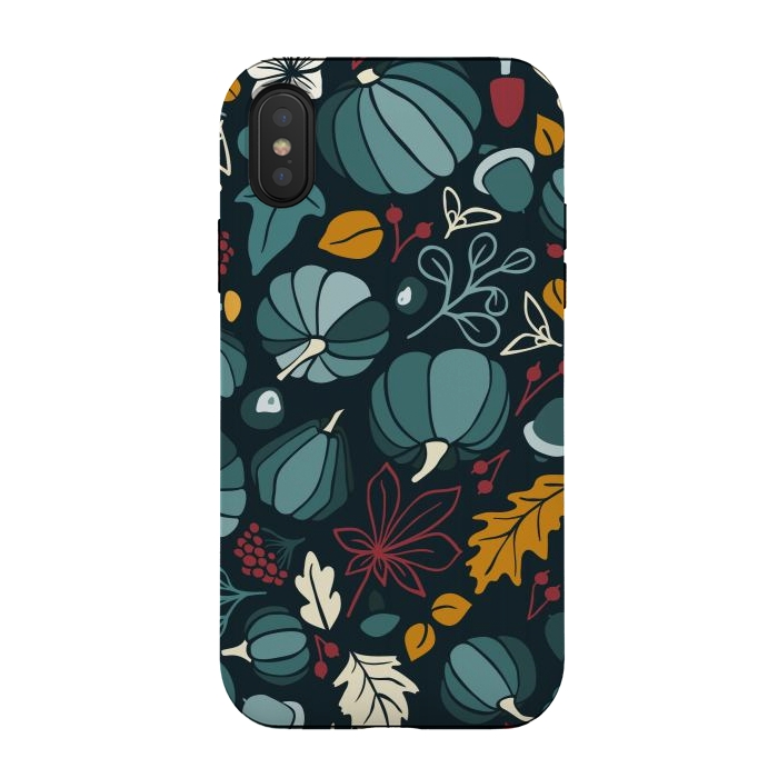 iPhone Xs / X StrongFit Fall Fruits in Navy and Red by Paula Ohreen