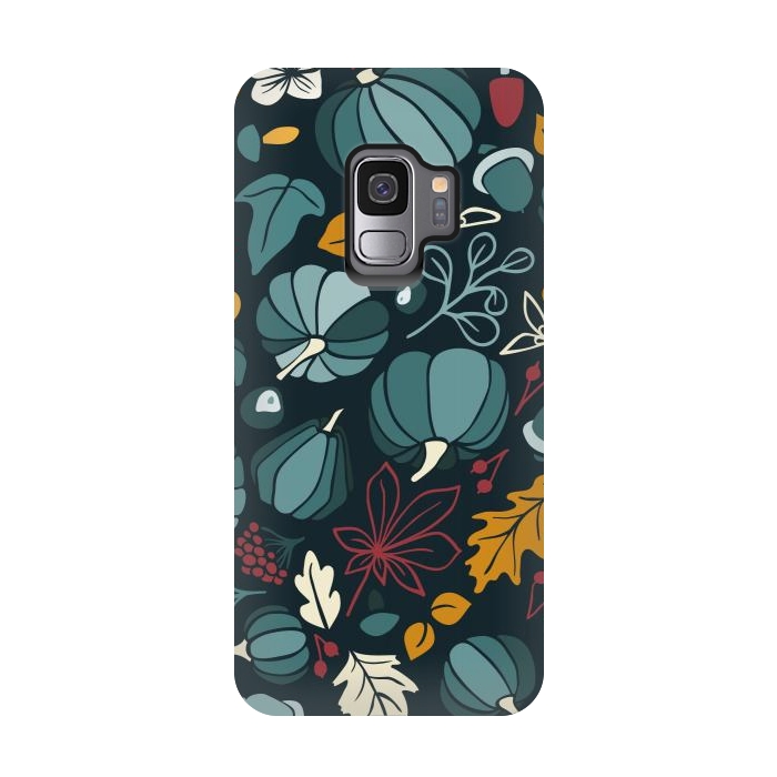Galaxy S9 StrongFit Fall Fruits in Navy and Red by Paula Ohreen