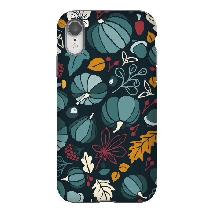 iPhone Xr StrongFit Fall Fruits in Navy and Red by Paula Ohreen