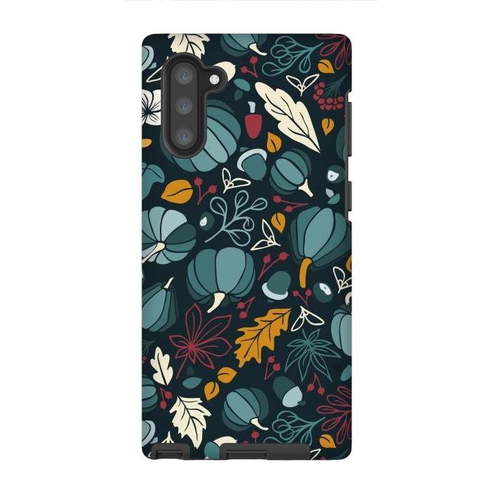 Galaxy Note 10 StrongFit Fall Fruits in Navy and Red by Paula Ohreen
